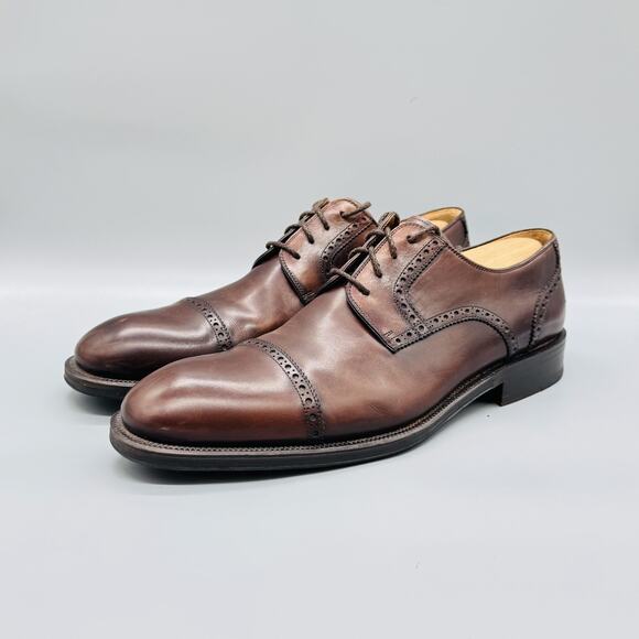 Magnanni Shoes Mens 11.5 Brown Leather Cap Toe Derby Oxford Dress Leather Sole main image 6